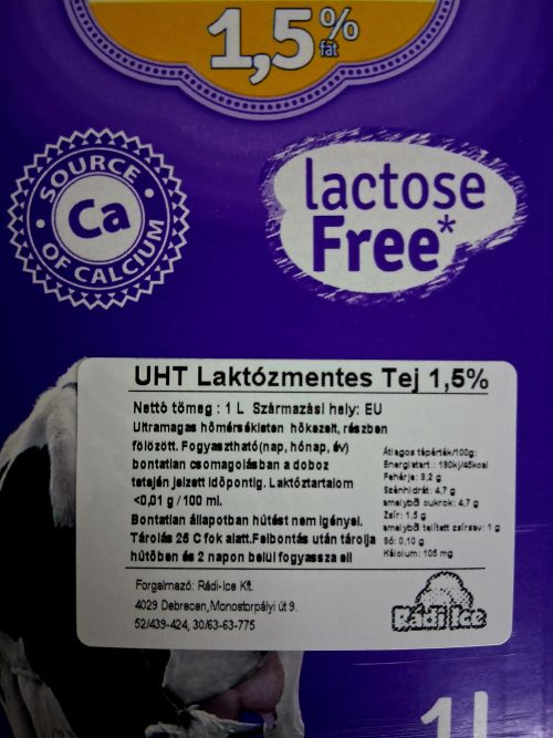 Laktózmentes tej UHT 1,5% 1L - Image 2